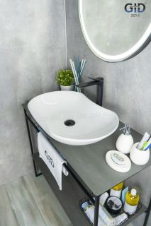 Раковина Gid N9175 51128 накладная белая 66.5x41x12